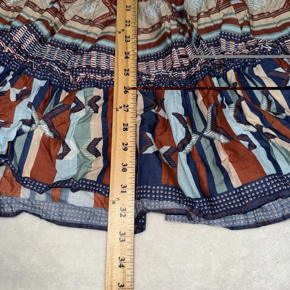 Veronica Beard Navy, Rust & Light Blue Patterned Midi Dress - Picture 4 of 7